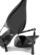 Prada 50MM Leather Slingbacks - Black