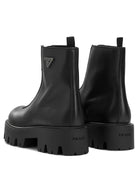 Prada Leather Ankle Boots with Zippers - Black