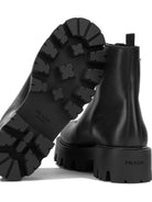 Prada Leather Ankle Boots with Zippers - Black