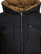 Prada Down Jacket with Logo in Re-Nylon - Black