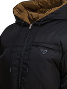 Prada Down Jacket with Logo in Re-Nylon - Black