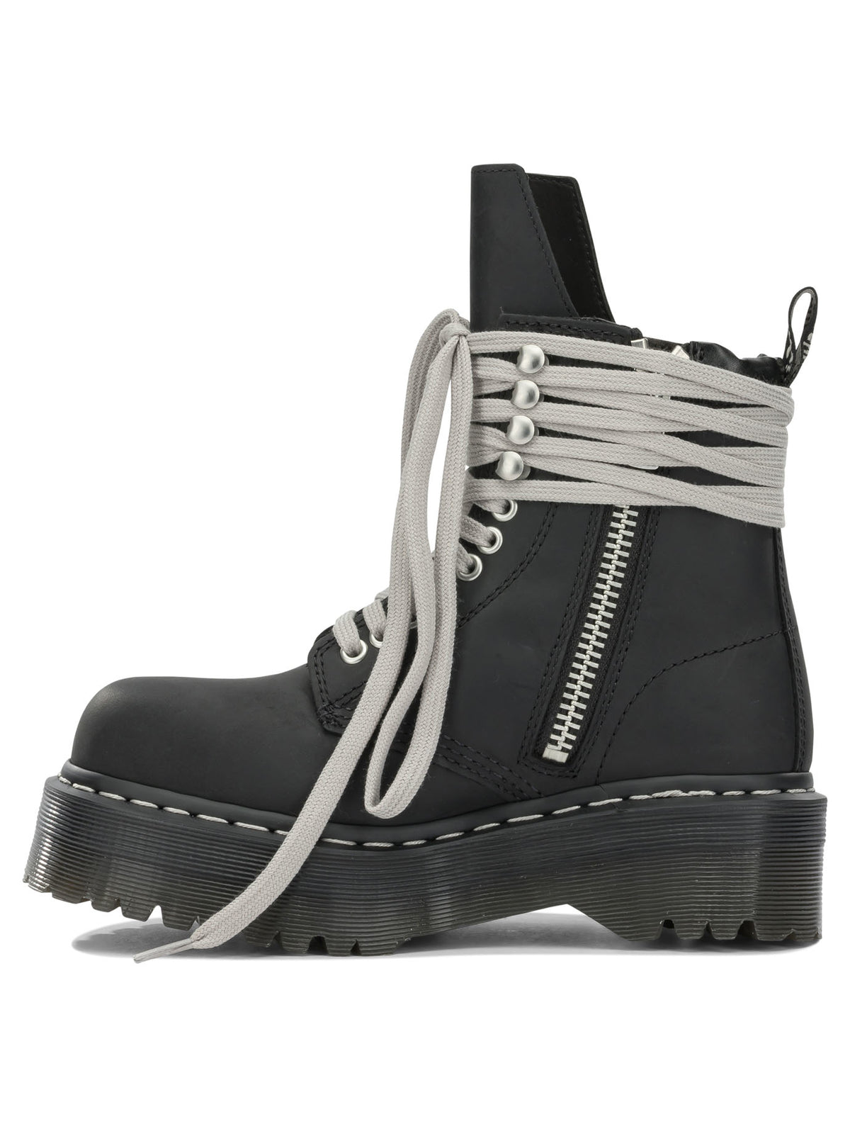 Rick Owens "Rick Owens x Dr. Martens - Quad Sole Steel" Zip-Up Ankle Boots - Black