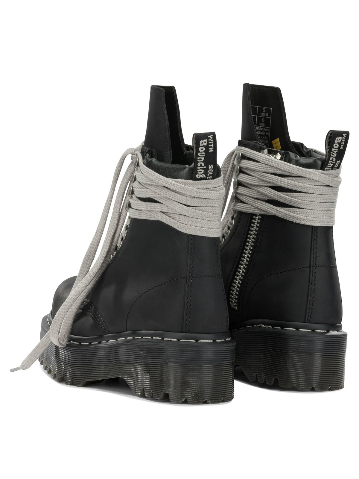 Rick Owens "Rick Owens x Dr. Martens - Quad Sole Steel" Zip-Up Ankle Boots - Black