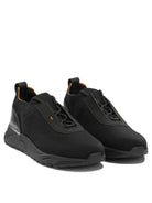 Santoni Low-top sneakers made of mesh and leather - Black