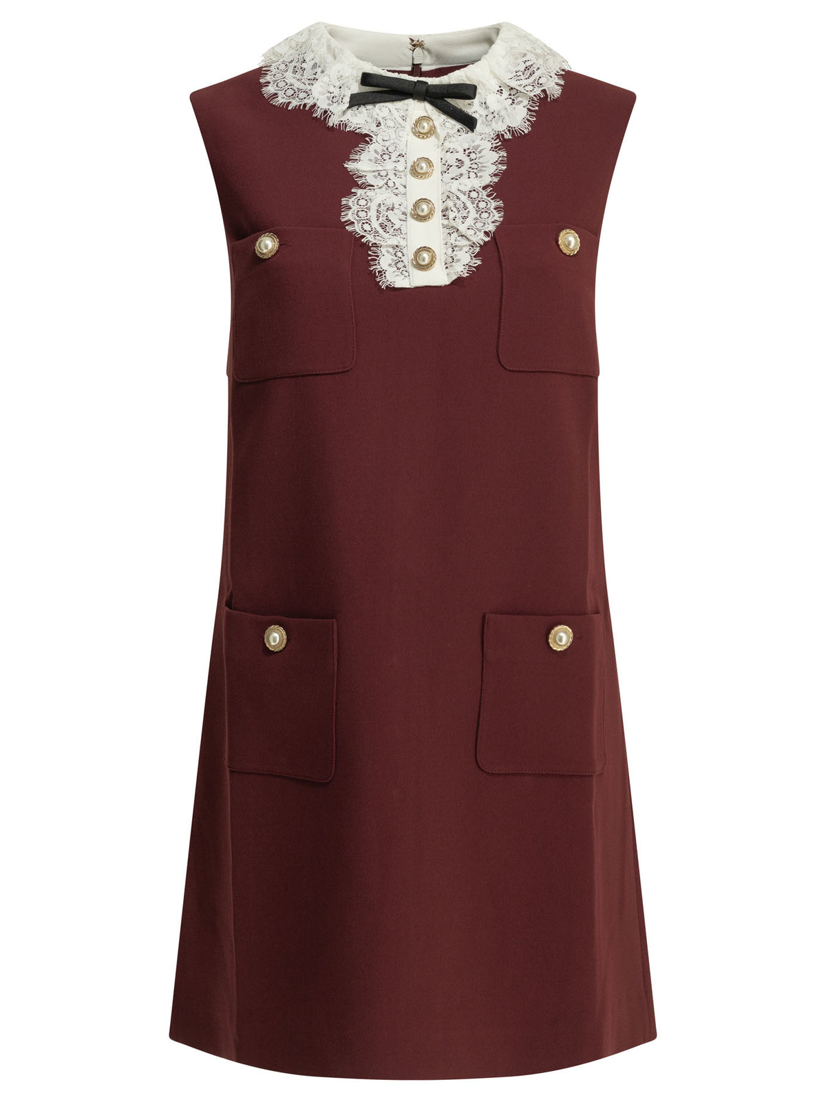 Self-Portrait Short dress with lace detail - Burgundy