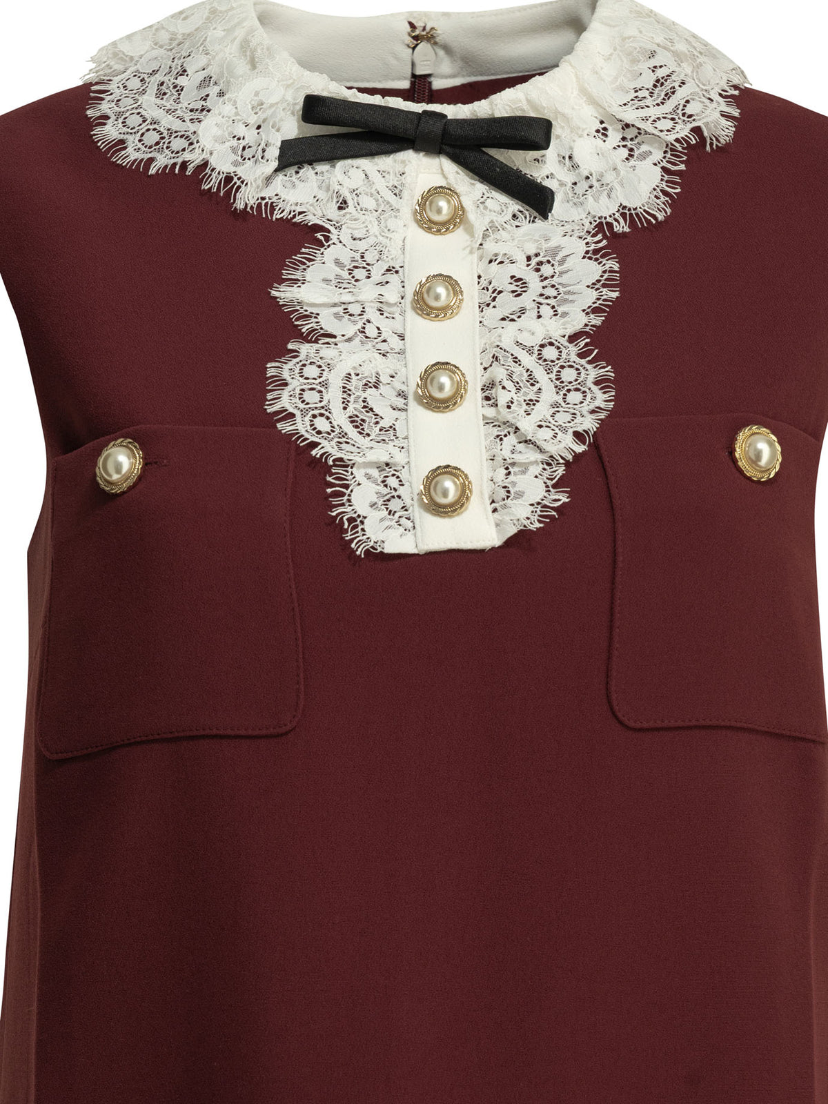 Self-Portrait Short dress with lace detail - Burgundy