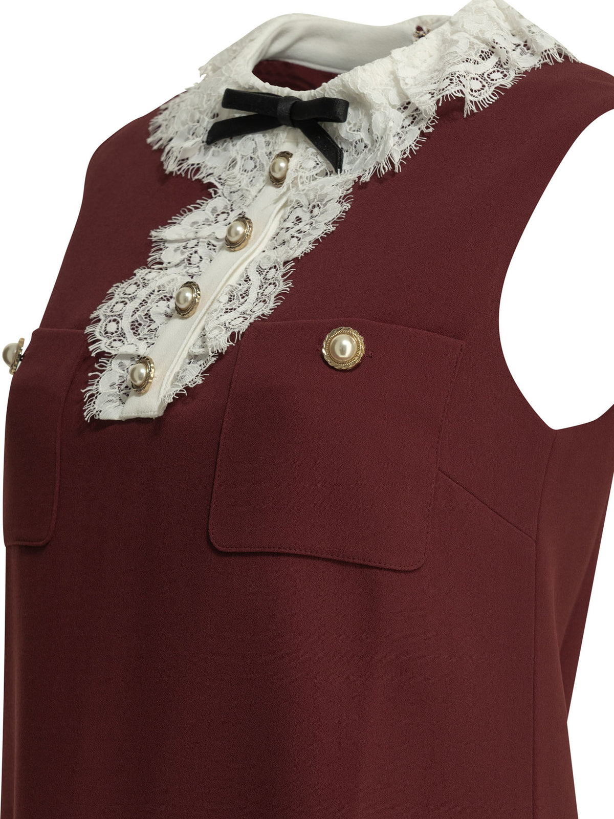 Self-Portrait Short dress with lace detail - Burgundy