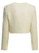 Self-Portrait Bouclé blazer with lace details - White