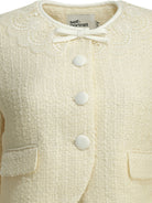 Self-Portrait Bouclé blazer with lace details - White