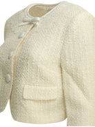 Self-Portrait Bouclé blazer with lace details - White