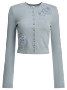 Self-Portrait Embroidered cardigan - Light Blue