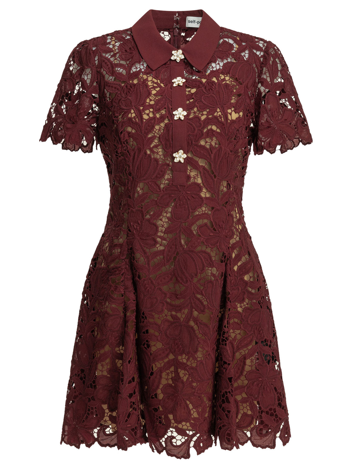 Self-Portrait Short lace dress - Burgundy