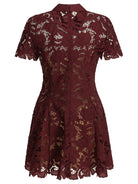Self-Portrait Short lace dress - Burgundy