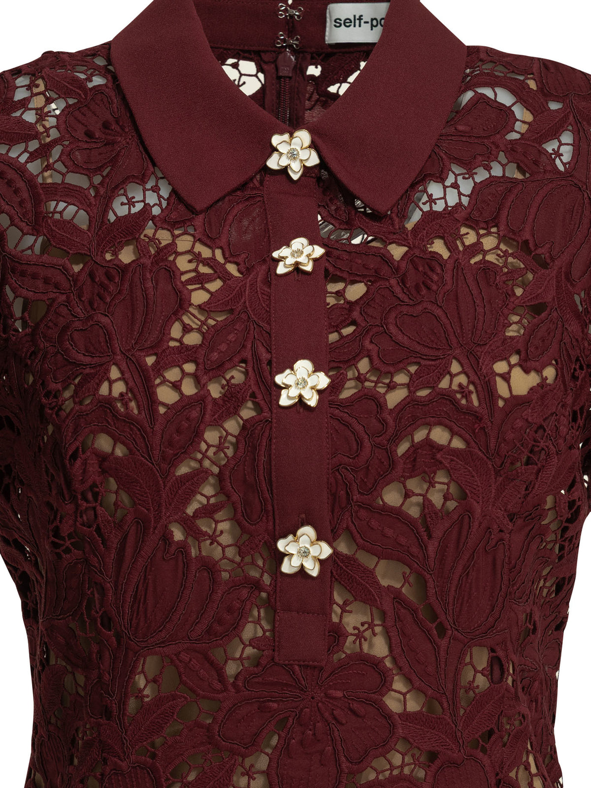 Self-Portrait Short lace dress - Burgundy