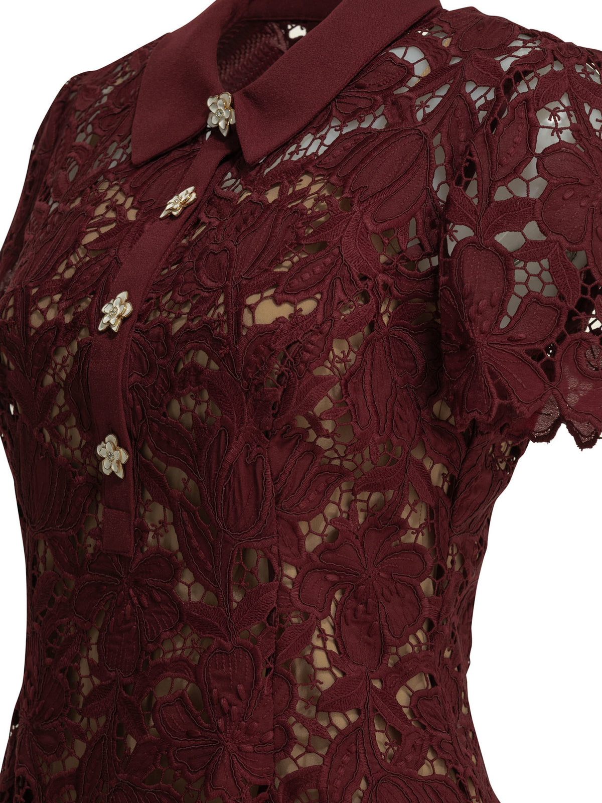 Self-Portrait Short lace dress - Burgundy