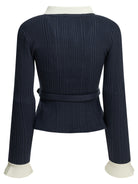 Self-Portrait Woven knit cardigan - Blue