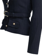 Self-Portrait Woven knit cardigan - Blue