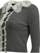 Self-Portrait Sweater with lace collar - Grey