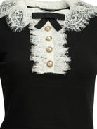 Self-Portrait Sweater with lace collar - Black