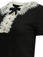 Self-Portrait Sweater with lace collar - Black