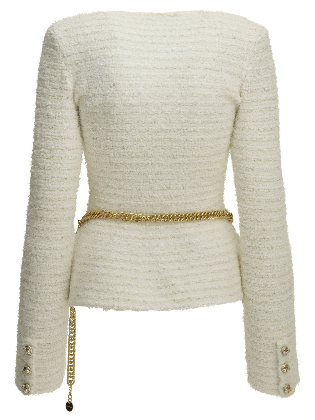 Self-Portrait Textured-Knit Cardigan - White