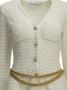 Self-Portrait Textured-Knit Cardigan - White
