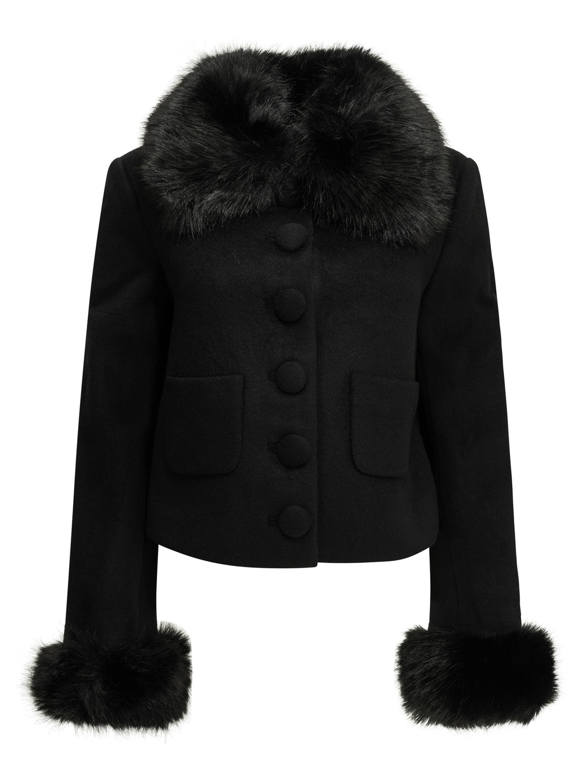 Self-Portrait Short wool coat - Black
