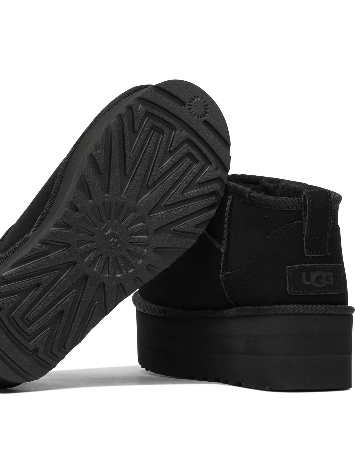 UGG "Classic Ultra Mini Platform" Pull-On Ankle Boots - Black