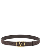 Valentino Garavani "VLogo Signature" Leather Belt - Brown