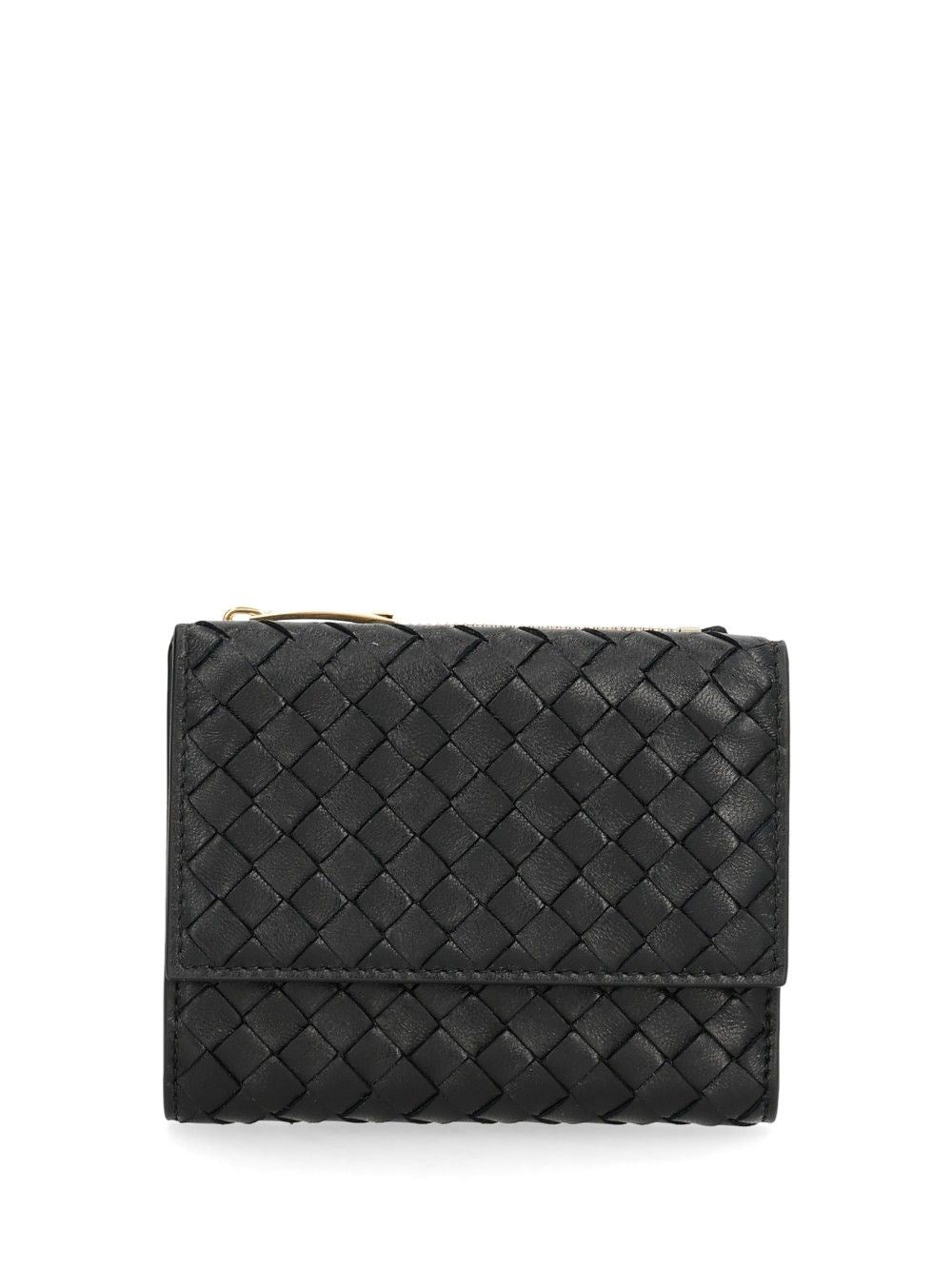 Bottega Veneta Small "Bi-Fold" Woven Wallet - Black
