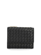 Bottega Veneta Small "Bi-Fold" Woven Wallet - Black