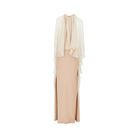 Alberta Ferretti Enver Satin long dress with chiffon cape