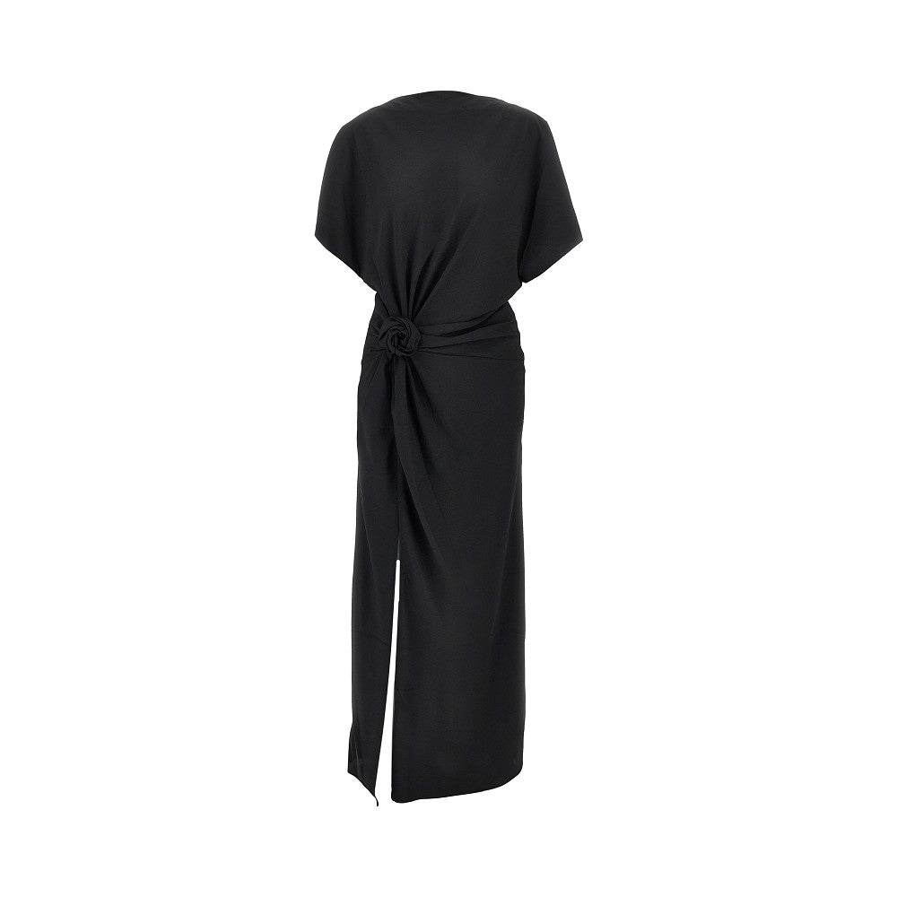 Rotate Slit long dress with rose detail