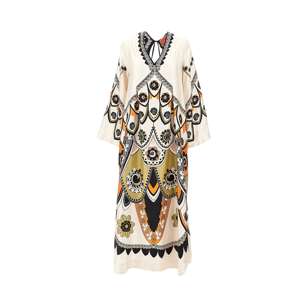 La Double J Printed silk 'Twin Flame' long dress