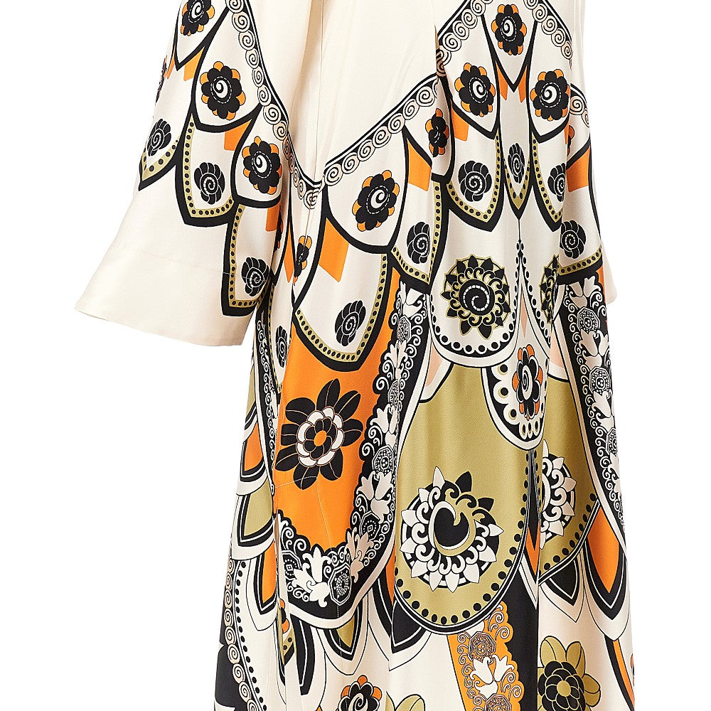 La Double J Printed silk 'Twin Flame' long dress