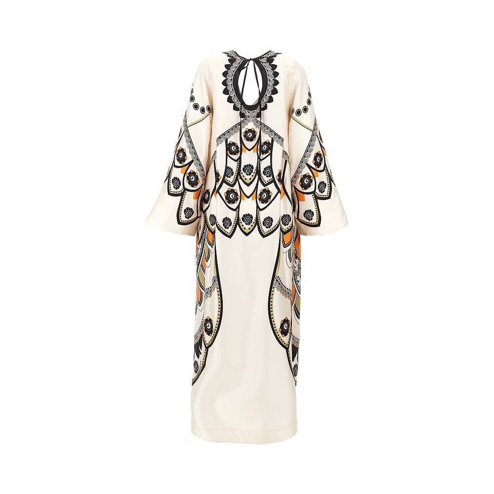 La Double J Printed silk 'Twin Flame' long dress