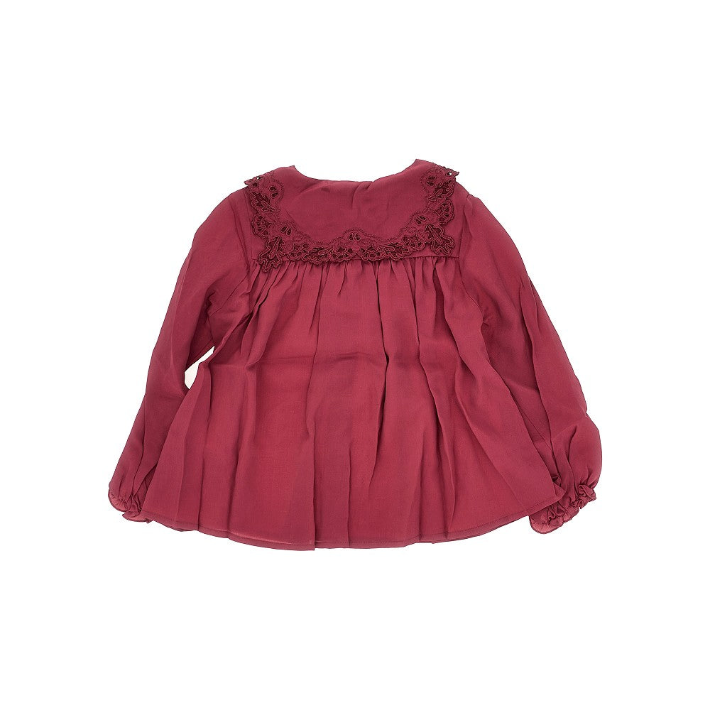 Chloé Silk-blend shirt with embroidered collar