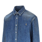 Saint Laurent Cassandre embroidery denim shirt