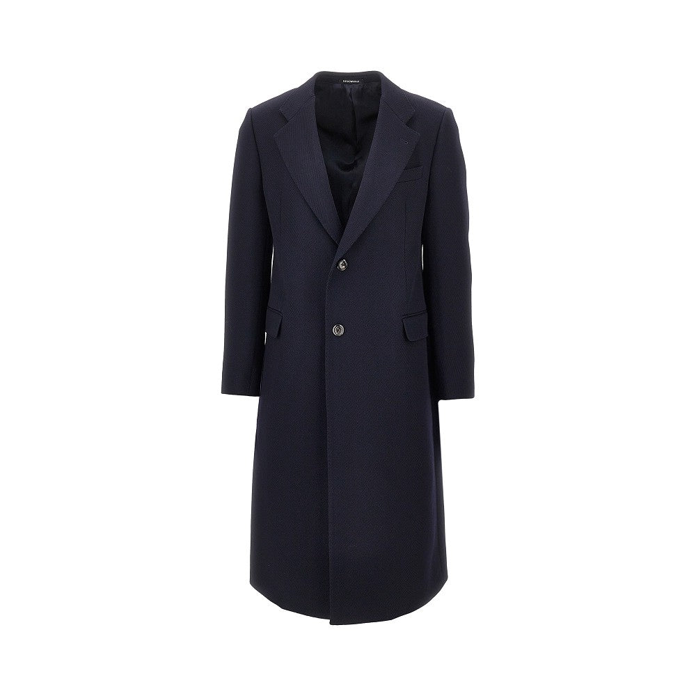 Emporio Armani Wool tricotine single-breasted coat