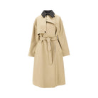 Bottega Veneta Gabardine trench coat with nappa collar
