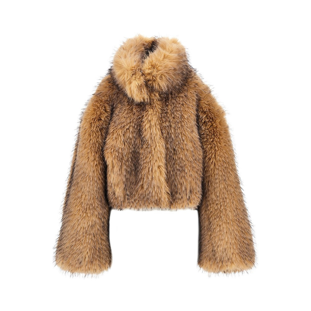 Rotate Faux fur cropped jacket
