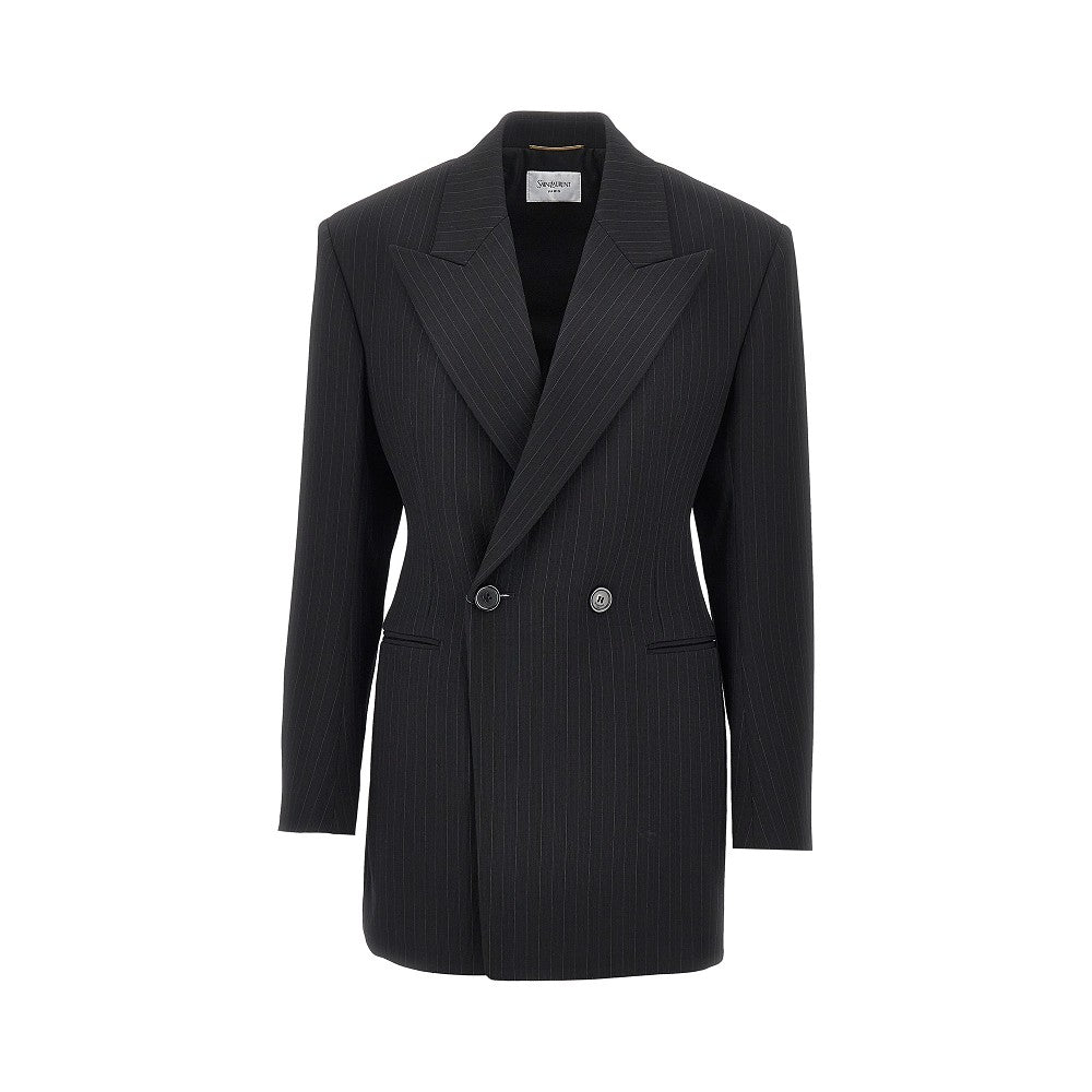 Saint Laurent Pinstriped wool-blend double-breasted jacket