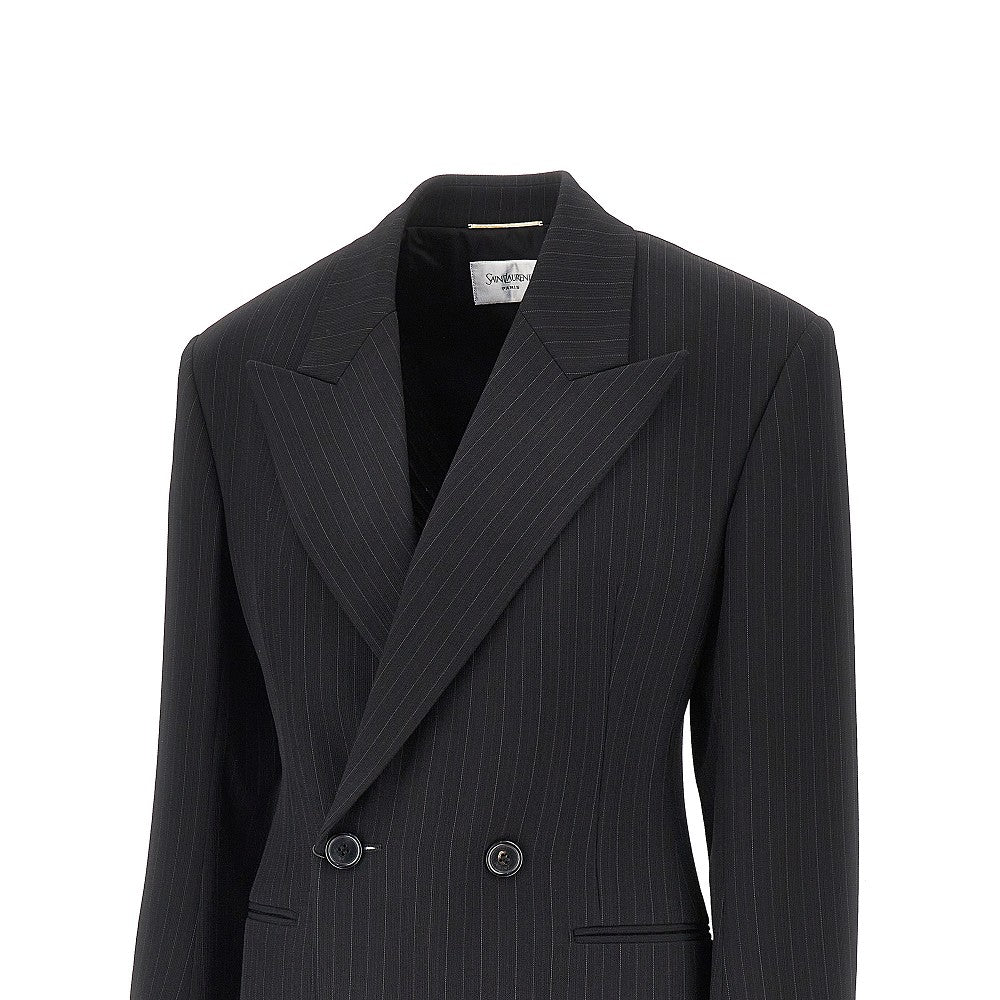 Saint Laurent Pinstriped wool-blend double-breasted jacket