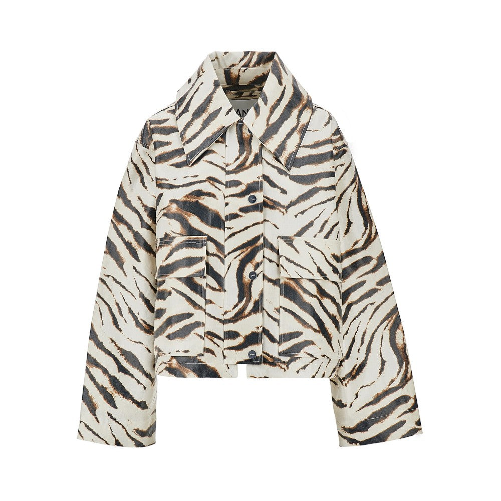 Ganni Coated fabric jacket with zebra-striped print