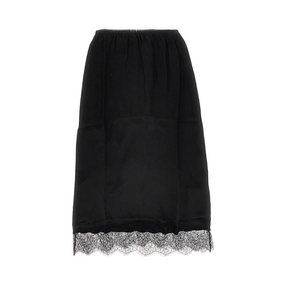 Anine Bing Satin midi skirt with lace trim