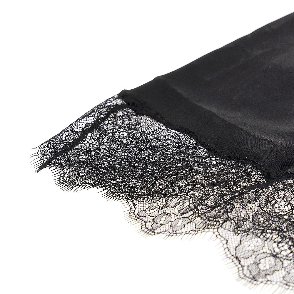 Anine Bing Satin midi skirt with lace trim