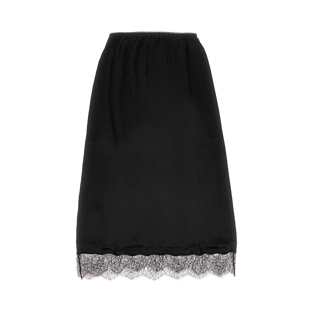 Anine Bing Satin midi skirt with lace trim
