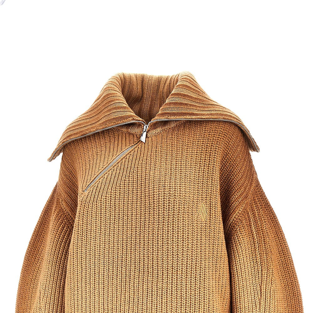 The Attico Wool and cashmere sweater with slanted zip