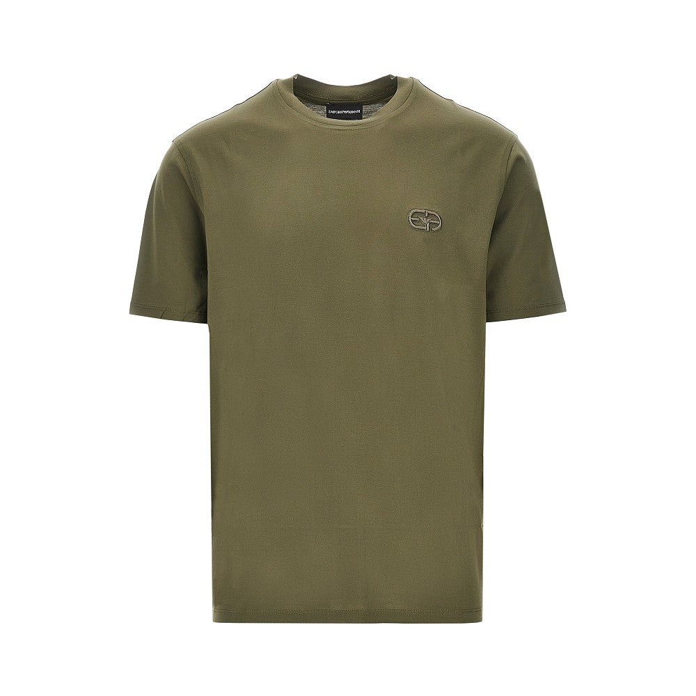 Emporio Armani Lyocell-blend jersey T-shirt with embroidery