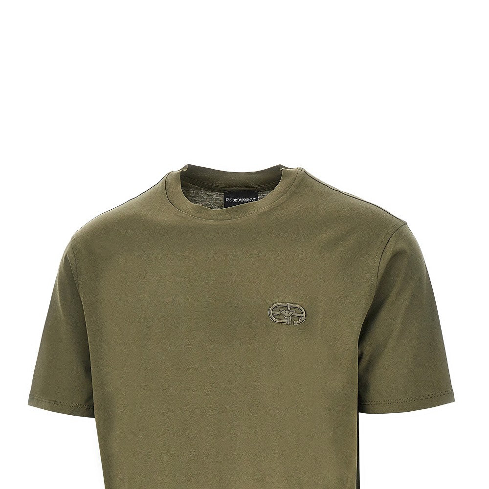 Emporio Armani Lyocell-blend jersey T-shirt with embroidery